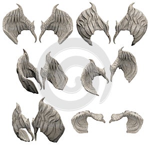 Isolated 3d render illustration of stone statue angel or demon wings