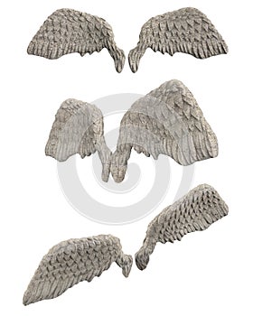 Isolated 3d render illustration of stone statue angel wings