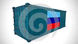 Isolated 3d rendering shipping sea cargo container textured with National flag of Lugansk People\'s Republic