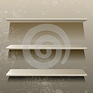 Isolated 3d shalves on grunge background