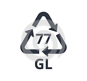 Isolated 77 GL icon for copper backed glass. Concept of ecology and packaging.