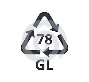 Isolated 78 GL icon for silver backed glass. Concept of ecology and packaging.