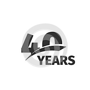 Isolated abstract black 40th anniversary logo on white background. 40 number logotype. Forty years jubilee celebration