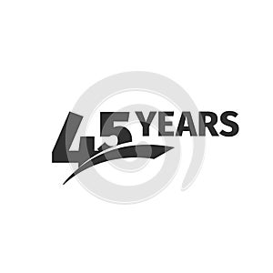 Isolated abstract black 45th anniversary logo on white background. 45 number logotype. Forty-five years jubilee