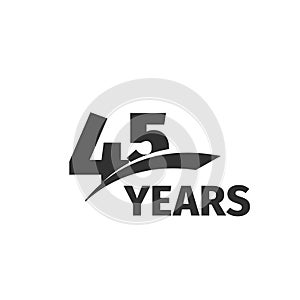 Isolated abstract black 45th anniversary logo on white background. 45 number logotype. Forty-five years jubilee