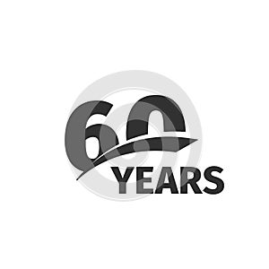 Isolated abstract black 60th anniversary logo on white background. 60 number logotype. Sixty years jubilee celebration