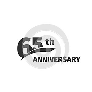 Isolated abstract black 65th anniversary logo on white background. 65 number logotype. Sixty -five years jubilee