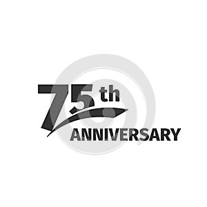 Isolated abstract black 75th anniversary logo on white background. 75 number logotype.Seventy -five years jubilee