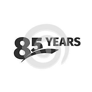 Isolated abstract black 85th anniversary logo on white background. 85 number logotype. Eighty-five years jubilee