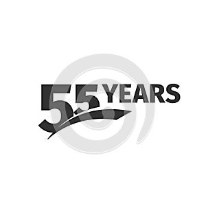 Isolated abstract black color 55th anniversary logo on white background. 55 number logotype. Fifty-five years