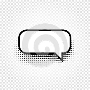 Isolated abstract black and white color comic speech balloon icon on checkered background, dialogue box sign, dialog