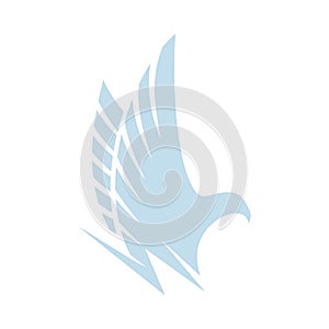 Isolated abstract blue color eagle,hawk of falcon silhouette logo. Dangerous hunting bird logotype. Wings icon. Air