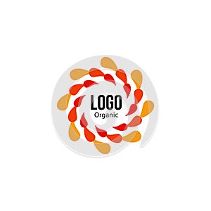 Isolated abstract colorful round shape red and orange color logo. Spining spiral logotype. Autumn leaves circle icon
