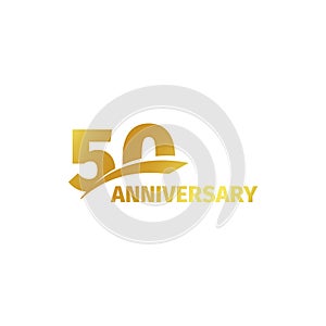 Isolated abstract golden 50th anniversary logo on white background. 50 number logotype. Fifty years jubilee celebration