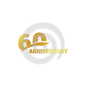 Isolated abstract golden 60th anniversary logo on white background. 60 number logotype. Sixty years jubilee celebration