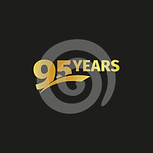 Isolated abstract golden 95th anniversary logo on black background. 95 number logotype. Ninty-five years jubilee