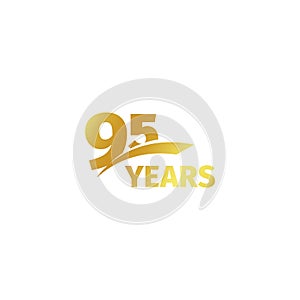 Isolated abstract golden 95th anniversary logo on white background. 95 number logotype. Ninty-five years jubilee