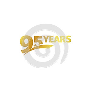 Isolated abstract golden 95th anniversary logo on white background. 95 number logotype. Ninty-five years jubilee