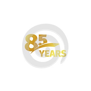 Isolated abstract golden 85th anniversary logo on white background. 85 number logotype. Eighty-five years jubilee photo