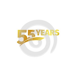 Isolated abstract golden 55th anniversary logo on white background. 55 number logotype. Fifty-five years jubilee photo