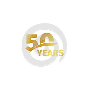 Isolated abstract golden 50th anniversary logo on white background. 50 number logotype. Fifty years jubilee celebration photo