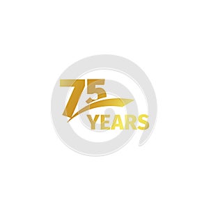 Isolated abstract golden 75th anniversary logo on white background. 75 number logotype. Seventy-five years jubilee photo