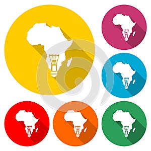 Isolated Africa continent map icon with a light bulb