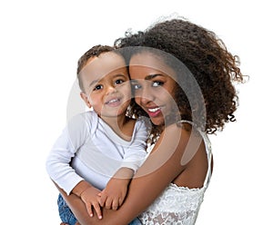 Isolated African mother with toddler