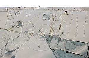 Isolated aircraft metal surface with aluminum and rivets