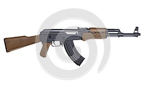 Isolated AK-47 rifle with many details