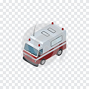 Isolated Ambulance Isometric. First-Aid Vector Element Can Be Used For Ambulance, Aid, Car Design Concept.