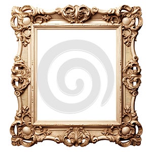 Isolated ancient picture frame on a white background, perfect for adding a touch of nostalgia