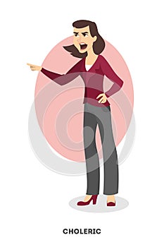 Isolated choleric woman.