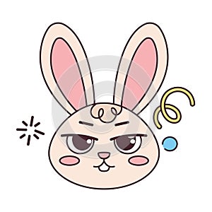 Isolated angry rabbit cartoon avatar Vector