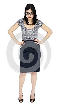 Isolated Angry Woman Hands on Hips