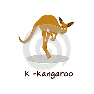 Isolated animal alphabet for the kids,K for Kangaroo