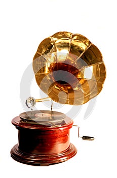 Isolated antique gramophone