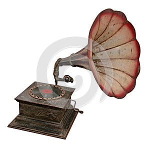 Isolated antique gramophone