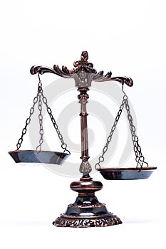 Isolated antique scale of justice (not balanced)