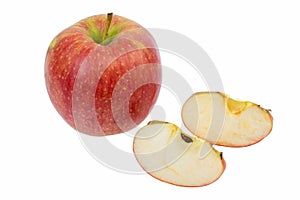 Isolated apples. Whole red apple fruit with slice cut isolated on white with clipping path