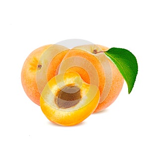 Isolated apricot. Fresh cut apricot fruits isolated on white background, with clipping path.