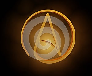isolated atheist symbol in the black background