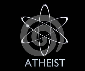 Isolated atheist symbol in the black background