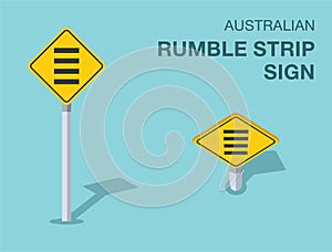 Isolated australian rumble strip sign. Front and top view. photo