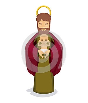 Isolated baby jesus and joseph design