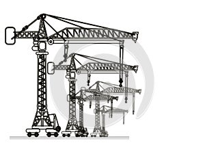 Isolated on background high-altitude crane port