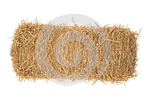 Isolated bale of hay on white