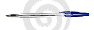 Isolated ballpoint pen with blue cap