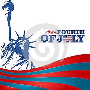Isolated Banner 4th of July, Silhouette of the Statue of Liberty flag