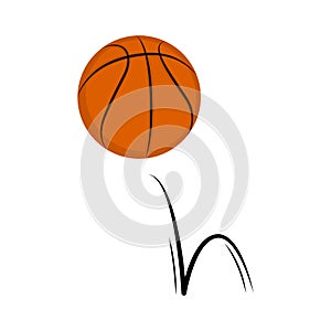 Isolated basketball ball with a bounce effect